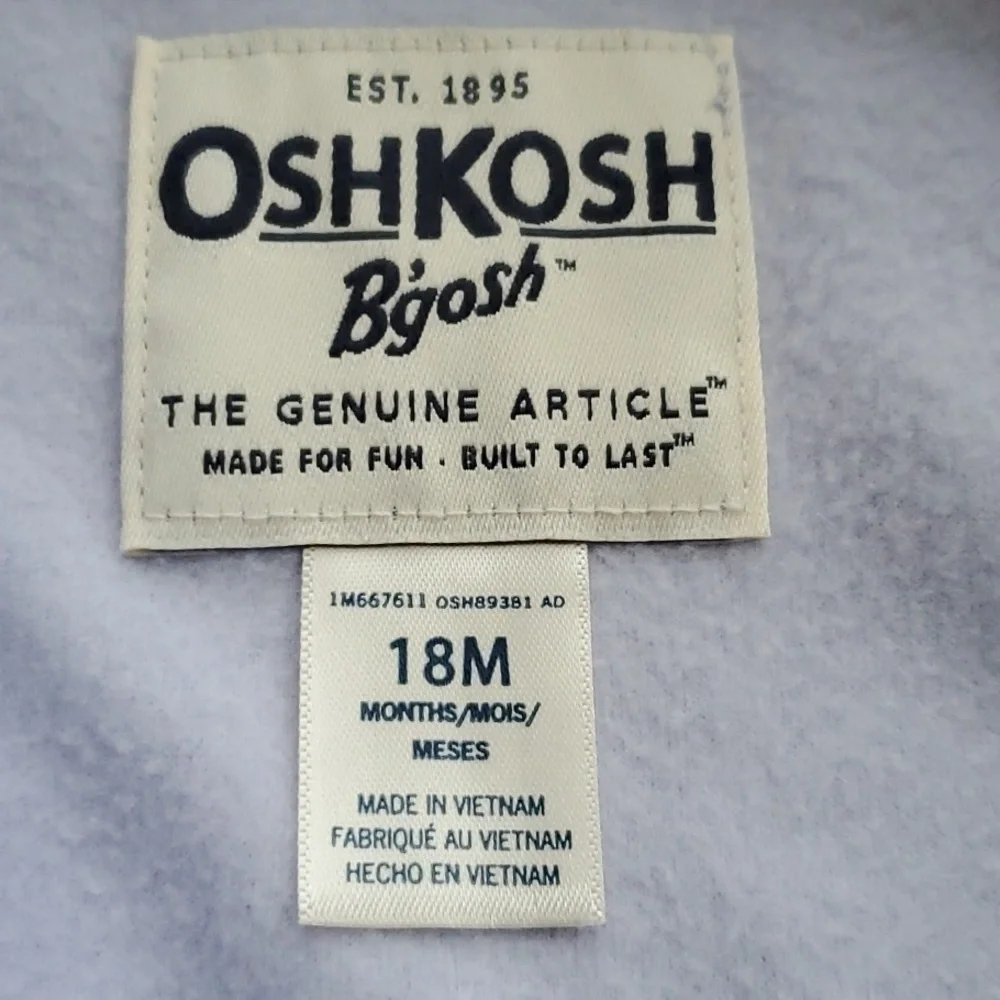 OshKosh B'gosh NWT 2 tone blue fleece zip up jacket size 18 month
